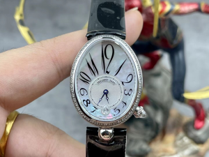 Breguet Reine de Naples Automatic Mother of Pearl Dial Diamond Leather Strap Womens Watch Black White Breguet Reine de Naples Automatic Mother of Pearl Dial Diamond Leather Strap Womens Watch Black White