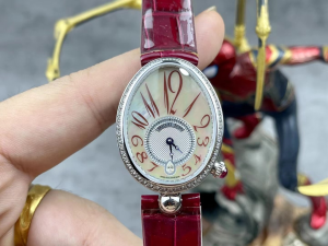 Breguet Reine de Naples Automatic Mother of Pearl Dial Diamond Leather Strap Womens Watch Red Beige Breguet Reine de Naples Automatic Mother of Pearl Dial Diamond Leather Strap Womens Watch Red Beige