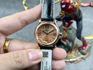 Chopard Happy Sport Automatic Diamonds Gold Dial Black Leather Watch 30MM Chopard Happy Sport Automatic Diamonds Gold Dial Black Leather Watch 30MM