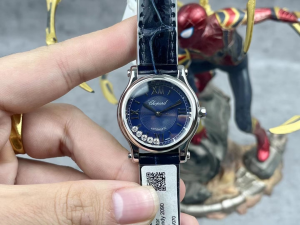 Chopard Happy Sport Automatic Diamonds Navy Blue Dial Leather Watch 30MM Chopard Happy Sport Automatic Diamonds Navy Blue Dial Leather Watch 30MM