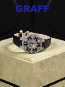 Graff Classic Butterfly Diamond and Sapphire Quartz Watch Black Leather Strap 32MM Graff Classic Butterfly Diamond and Sapphire Quartz Watch Black Leather Strap 32MM