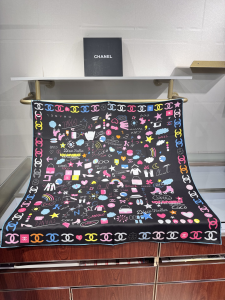 Chanel Wraps Multicolor Silk Square Scarf Black Chanel Wraps Multicolor Silk Square Scarf Black