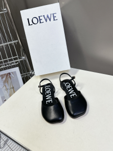 Loewe Black Leather Flat Shoes
