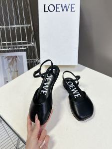 Loewe Black Leather Flat Shoes