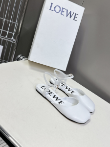 Loewe White Leather Flat Shoes