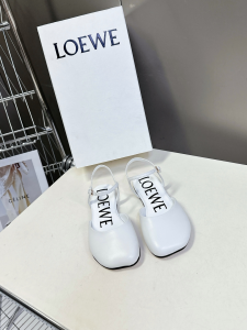 Loewe White Leather Flat Shoes