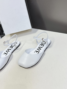 Loewe White Leather Flat Shoes