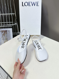 Loewe White Leather Flat Shoes