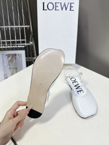 Loewe White Leather Flat Shoes