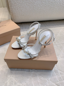Casadei Pearl Crystals Julia Labuan High Heeled Sandals White 95MM Casadei Pearl Crystals Julia Labuan High Heeled Sandals White 95MM