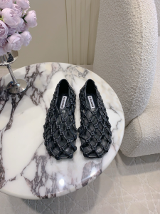 Jil Sander Leather Crochet Net Ballet Flat Black Jil Sander Leather Crochet Net Ballet Flat Black