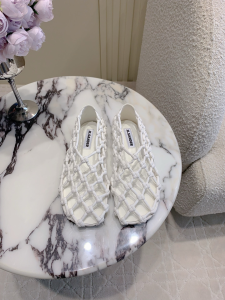 Jil Sander Leather Crochet Net Ballet Flat White Jil Sander Leather Crochet Net Ballet Flat White