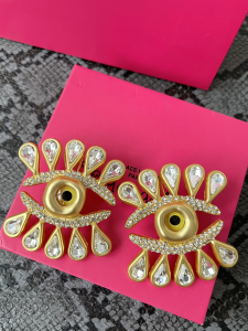 Schiaparelli Yellow Gold Eyelash Rhinestone Earrings Schiaparelli Yellow Gold Eyelash Rhinestone Earrings