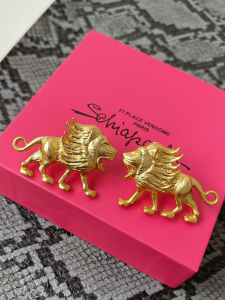 Schiaparelli Yellow Gold Leo Zodiac Lion Earrings Schiaparelli Yellow Gold Leo Zodiac Lion Earrings