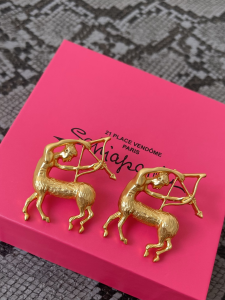 Schiaparelli Yellow Gold Sagittarius Zodiac Earrings Schiaparelli Yellow Gold Sagittarius Zodiac Earrings