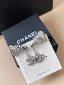 Chanel Crystals CC Bird Pendant Earrings