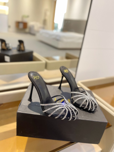 Alevi Satin Crystals Soraya Heeled Mules Black 105MM Alevi Satin Crystals Soraya Heeled Mules Black 105MM