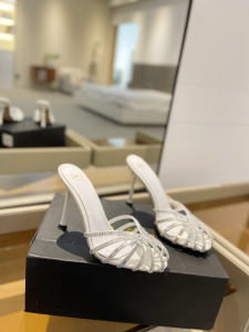 Alevi Satin Crystals Soraya Heeled Mules White 105MM Alevi Satin Crystals Soraya Heeled Mules White 105MM