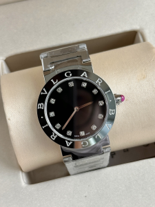 Bvlgari Bvlgari Diamonds Black Dial Stainless Steel Case and Bracelet Watch 33MM Bvlgari Bvlgari Diamonds Black Dial Stainless Steel Case and Bracelet Watch 33MM
