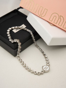 Miu Miu Caramel Metal Crystals Necklaces White Miu Miu Caramel Metal Crystals Necklaces White