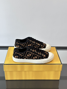 Fendi Domino Black Beige FF Logo Fabric Low Tops Sneakers Fendi Domino Black Beige FF Logo Fabric Low Tops Sneakers