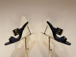 Balmain B Buzz Logo Black Leather High Heeled Sandals 100MM Balmain B Buzz Logo Black Leather High Heeled Sandals 100MM