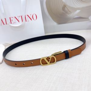 Valentino Vlogo Signature Brown Black Leather Belt 20MM Valentino Vlogo Signature Brown Black Leather Belt 20MM