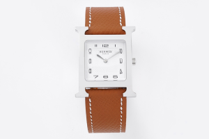 Hermes Heure H Quartz Watch White Dial and Brown Leather Hermes Heure H Quartz Watch White Dial and Brown Leather