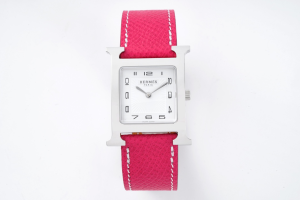 Hermes Heure H Quartz Watch White Dial and Fuchsia Leather Hermes Heure H Quartz Watch White Dial and Fuchsia Leather
