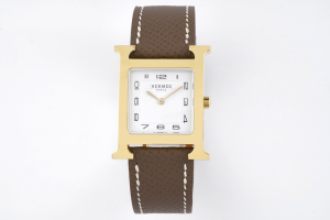 Hermes Heure H Quartz Watch White Dial and Gray Leather Hermes Heure H Quartz Watch White Dial and Gray Leather