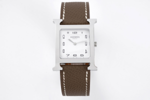 Hermes Heure H Quartz Watch White Dial and Gray Leather Hermes Heure H Quartz Watch White Dial and Gray Leather
