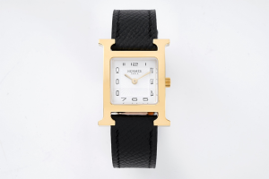 Hermes Heure Small H Quartz Watch White Dial and Black Leather Hermes Heure Small H Quartz Watch White Dial and Black Leather