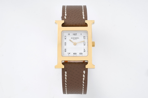 Hermes Heure Small H Quartz Watch White Dial and Gray Leather Hermes Heure Small H Quartz Watch White Dial and Gray Leather