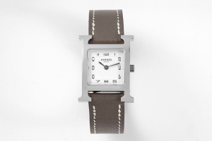 Hermes Heure Small H Quartz Watch White Dial and Gray Leather Hermes Heure Small H Quartz Watch White Dial and Gray Leather
