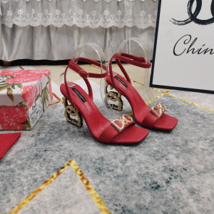 Dolce Gabbana DG Heeled Red Leather Sandals Dolce Gabbana DG Heeled Red Leather Sandals