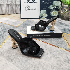 Dolce Gabbana DG Jewel Heeled Black Patent Leather Sandals Dolce Gabbana DG Jewel Heeled Black Patent Leather Sandals
