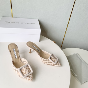 Manolo Blahnik Maysale Suede and Mesh Heeled Mules Beige 70MM Manolo Blahnik Maysale Suede and Mesh Heeled Mules Beige 70MM
