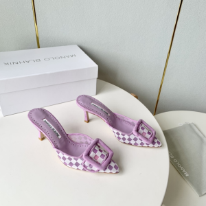 Manolo Blahnik Maysale Suede and Mesh Heeled Mules Purple 70MM Manolo Blahnik Maysale Suede and Mesh Heeled Mules Purple 70MM