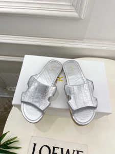 The Row Gene Eel Skin Leather Flat Slides Sandals Silver The Row Gene Eel Skin Leather Flat Slides Sandals Silver