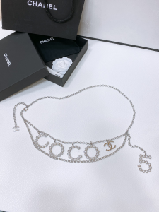 Chanel Pearl Coco Chain Belt Silver