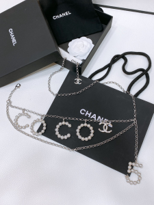 Chanel Pearl Coco Chain Belt Silver