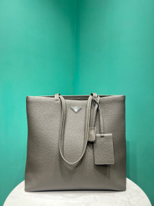 Prada Large Leather Tote Bag Gray Prada Large Leather Tote Bag Gray