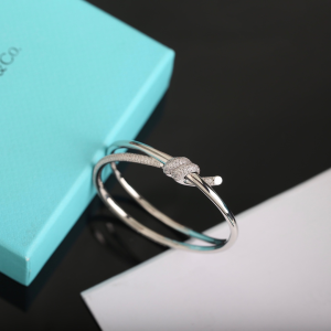 Tiffany Double Row Knot Bangle Bracelets White Gold with Diamonds Tiffany Double Row Knot Bangle Bracelets White Gold with Diamonds