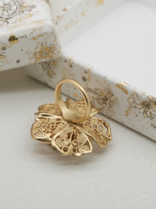 Dior Tribales Gold Metal Flower Rings