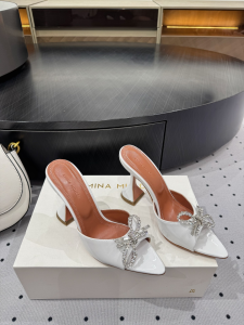 Amina Muaddi Rosie Crystal Embellished White Patent Leather Slipper High Heeled Slides Sandals 95MM Amina Muaddi Rosie Crystal Embellished White Patent Leather Slipper High Heeled Slides Sandals 95MM