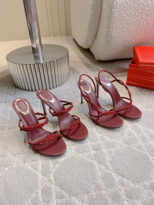Rene Caovilla Braid Dark Red High Heeled Slider Sandals 90MM Rene Caovilla Braid Dark Red High Heeled Slider Sandals 90MM