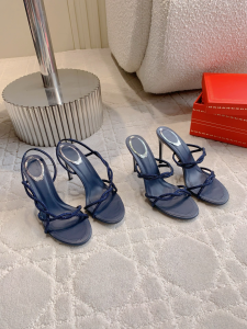 Rene Caovilla Braid Navy Blue High Heeled Slider Sandals 90MM Rene Caovilla Braid Navy Blue High Heeled Slider Sandals 90MM