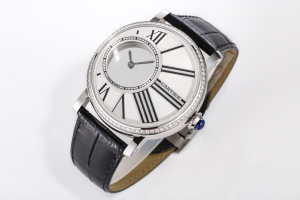 Cartier Rotonde Heure Mysterieuse Diamonds White Dial Black Leather Watch 42MM Cartier Rotonde Heure Mysterieuse Diamonds White Dial Black Leather Watch 42MM