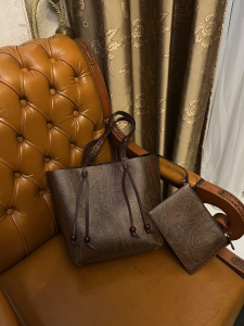 Etro Paisley Print Mini Arnica Tote Shopping Bag Dark Brown Etro Paisley Print Mini Arnica Tote Shopping Bag Dark Brown