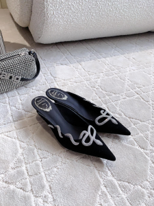 Rene Caovilla Morgana Embellished Heeled Mules Black 45MM Rene Caovilla Morgana Embellished Heeled Mules Black 45MM